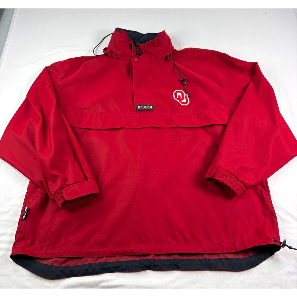 Oklahoma Sooners Jacket Mens XL Red Chaps Ralph Lauren Pullover 1/4 Zip NCAA